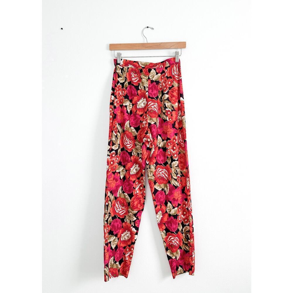 Vintage 90’s Laura Ashley Floral Cotton High Rise Tapered Leg Pants xs small - Picture 3 of 6